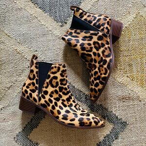 J. Crew Fallon calf hair Ankle boots,Animal Print,Leopard Print Booties 7.5"